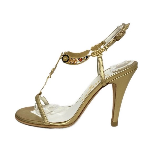 CHANEL - Gold Red Leather Hardware Women's Sandals 323-071325 - Picture 1 of 9